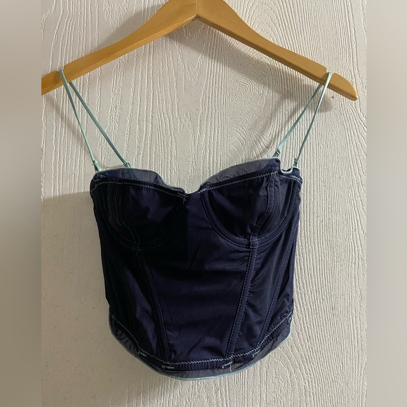 Urban Outfitters Other - Urban Outfitters Out From Under Corset Top Blue Lingerie Top Sz Small